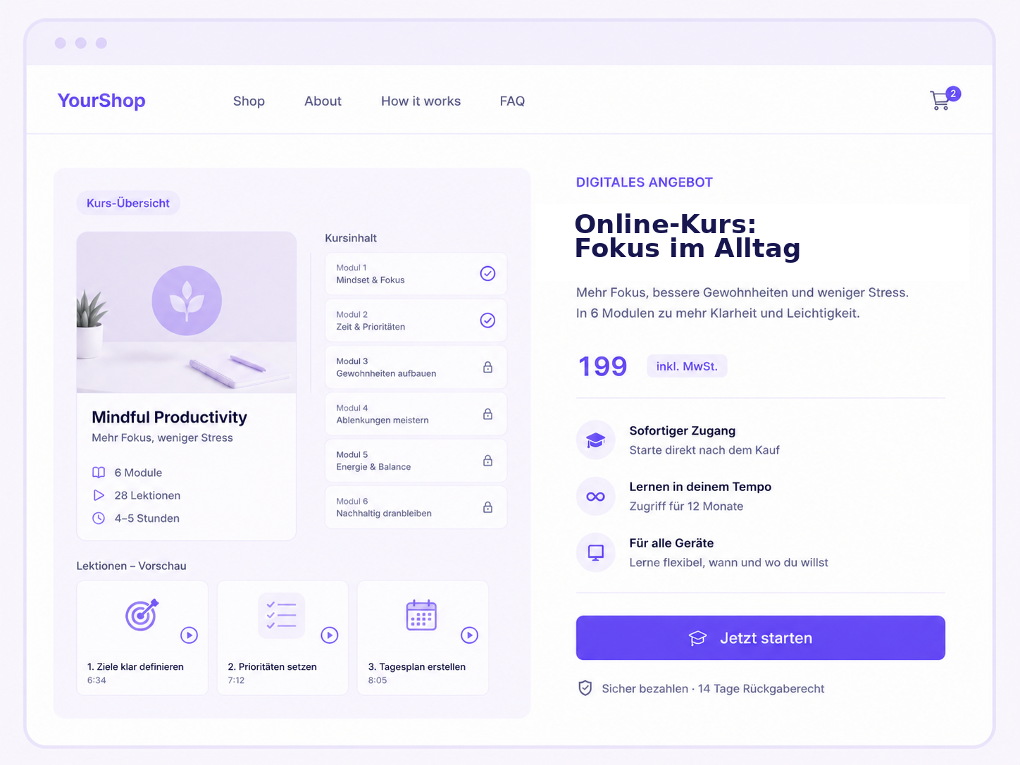 Angebot, Service oder Abo Template